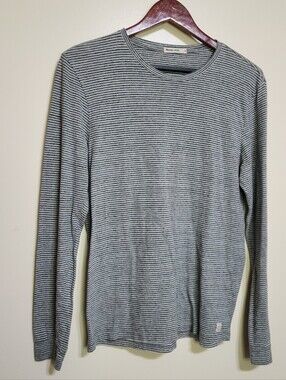 Marine Layer Women's Top Size S Grey Stripe Long Sleeve Nautical Coastal